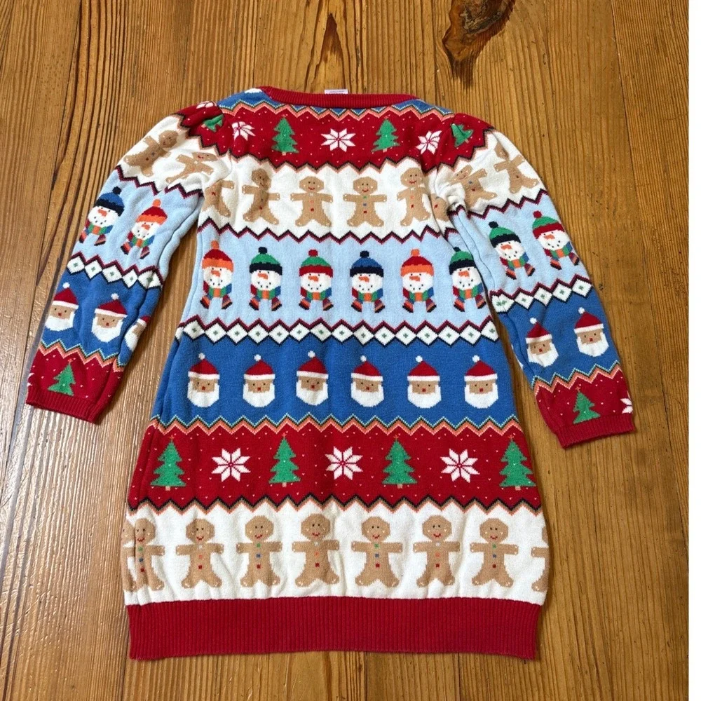 Gymboree Sweater Dress Kids Multicolor Christmas Gingerbread Santa SIZE 6